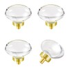 CLCTK 4 Pack Glass Cabinet Knobs and Pulls, Oval Crystal Knobs for Dresser Drawers, Satin Brass/Gold Kitchen Cabinet Knobs Egg Shape