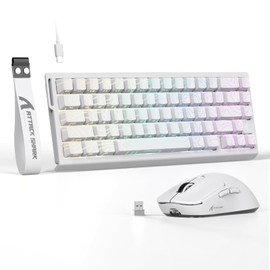 ATTACK SHARK X68 HE Wired Magnetic Keyboard with X3 Wireless Gaming Mouse Combos, 8KHz Rapid Trigger Keyboard, 0.01mm RT Accuracy, 49g Superlight Mouse, PAW3395, 26000 DPI - White Contours