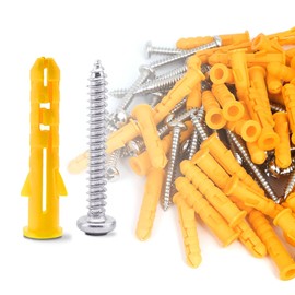 DC VOLTAGE 50 Pcs Wall Plugs and Screws Set 8mm x 120mm Concrete Fixings Screws and Wall Expansion Anchors Plugs Kit Wall Hanging Mounting TV Mount Drywall Self Tapping Screw Wall Plug