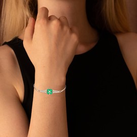 Talonior Celtic Shamrock Bracelet for Women St Patricks Day Bracelet Sterling Silver Four Leaf Clover Green Luck Gifts Irish St. Patrick’s Day Jewelry