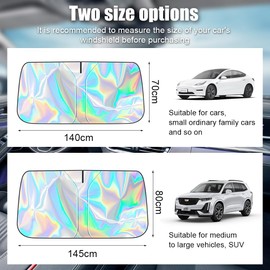 145 x 80 cm Sun Protection Car Windscreen, Car Sun Protection Windscreen Indoor, Foldable Car Window Darkening, Car Window Sun Protection Blocks UV Rays for Most Cars and SUVs (L)