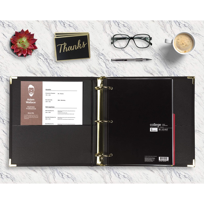 Samsill Classic Collection Leather 3 Ring Binder, Executive Presentation Portfolio,
