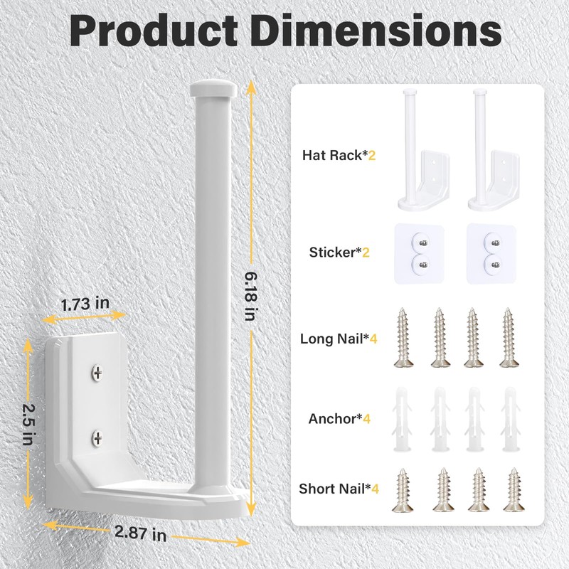 Ginyoyo 2 Pack Hat Organizer, Hat Rack for Wall, Strong