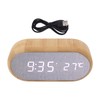 Wooden Alarm Clock Digital Voice Control LED Glowing USB Plug
