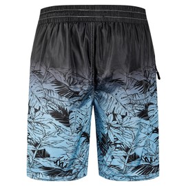 FT FENTENG Mens Swim Trunks with Boxer Brief Compression Liner, Gradient Leaves Men Bathing Suit Swimming Trunks 9" Zipper Pockets Board Shorts Men's Swimwear, Quick Dry Beach Shorts Swimsuits, XL