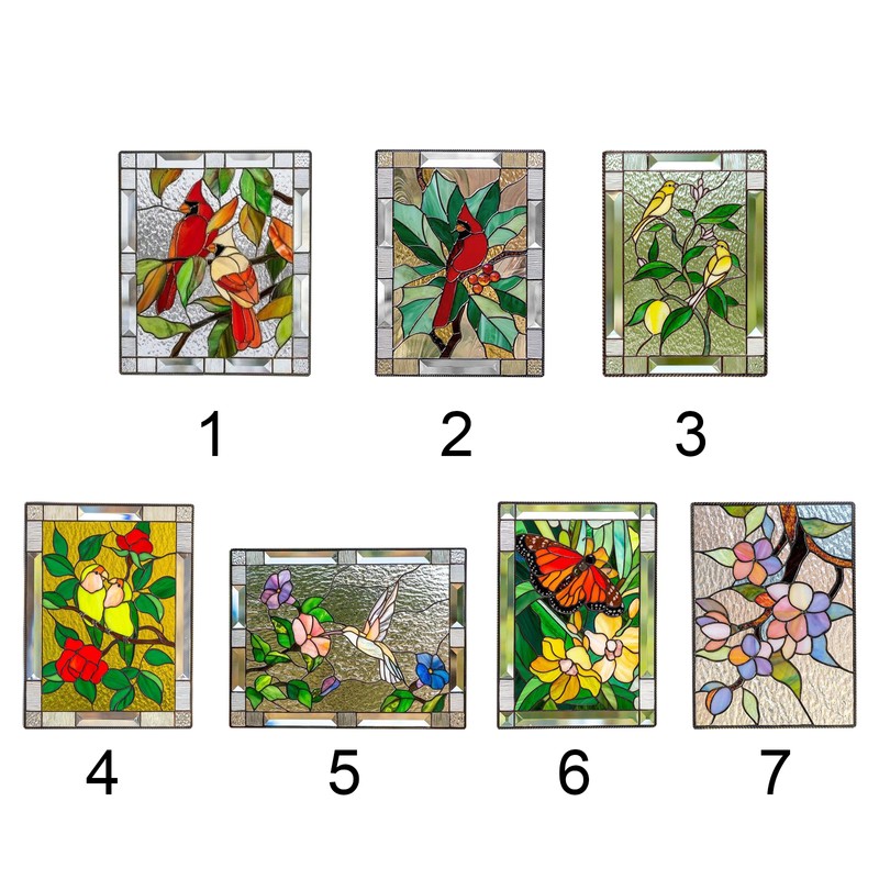 Cardinal Stained Window Panel Glass Window Hanging For Wall Decoration