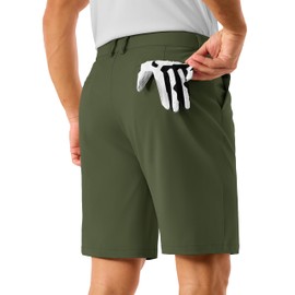 TACVASEN Mens Shorts Casual Stretch Lightweight Quick Dry Golf Dress Shorts 9 Inch Inseam Flat Front with Pockets Work Travel Army Green