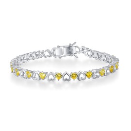 GW Women's Bracelet S925 Silver Bracelet Zirconia Yellow Crystal Bracelets for Women Girls, Crystal Metal, Cubic Zirconia