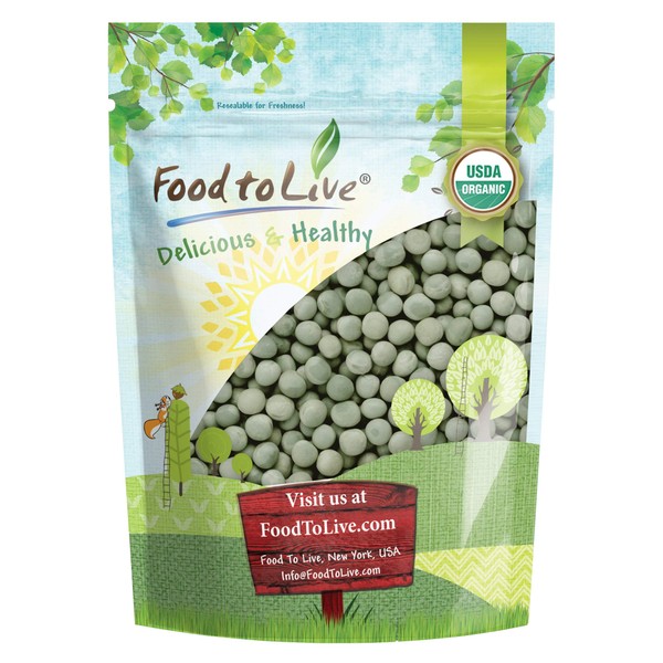 Organic Whole Dried Green Peas, 2 Pounds – Non-GMO, Green