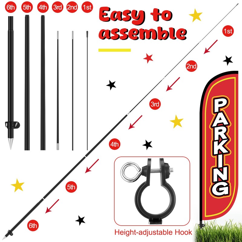 Fanfanwin 2 Pack Parking Feather Flag with 11 ft Pole