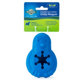 PetSafe Freezable Treat Holding Chilly Penguin - Durable, Vanilla-Scented, Rubber, Freezable Interactive Pet Puzzle for Boredom or Separation Anxiety - for Small Dogs
