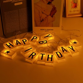 Happy Birthday Banner Lights - Vibrant LED Sign for Festive Celebrations, Versatile Party Decorations, Easy Setup, Battery-Powered Ambiance Maker