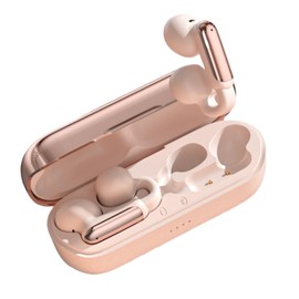 Open Ear Clip On Earbuds, Wireless Earbuds Bluetooth 5.4, Gym Earbuds, Clear Voice Call, Portable Comfortable Design, Stable Fit, 35 Hours of Play Time for Indoor and Outdoor Sports - Rosegold