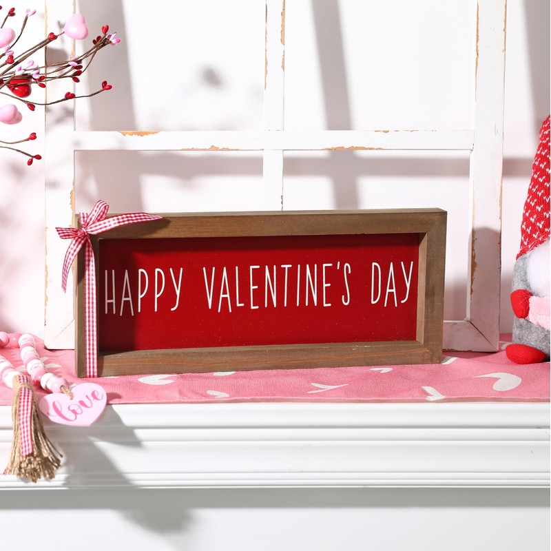Valentines Day Decorations-Happy Valentines Day Tabletop Sign -Wooden Farmhouse Sign