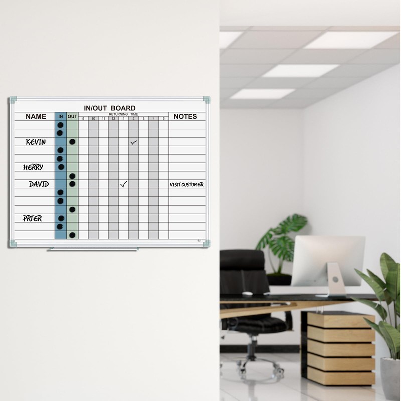 Lockways in and Out Magnetic Dry Erase Board, Employee in/Out