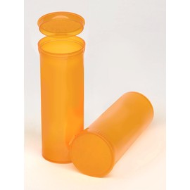W Gallery 75 Translucent Amber Vials - 60 DRAM Pop Top Bottle - Airtight Smell Proof Containers - Medical Grade Plastic Prescription Bottles for Pill Herb Flower Supplement, Bulk Pack, Not Glass Jars