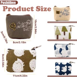 6Pcs Small Coin Purse, Canvas Small Coin Pouch Mini Makeup Bag with Zipper Design, Fashion Small Change Purse Small Purse Pouches Small Pouch Bag Money Organizers Purse for Key Jewelry