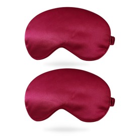 PATIKIL Silk Sleep Mask, 2 Pack Soft Satin Eye Protective Mask Blackout Eye Cover with Elastic Straps for Side Sleeping Women Men Travel, Burgundy