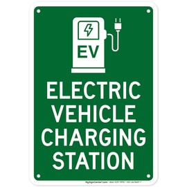 Electric Vehicle Charging Station Ev Graphic Sign, 10x7 Inches, Rust Free .040 Aluminum, Fade Resistant, Made in USA by My Sign Center
