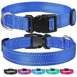 Collar reflectante para perro con hebilla ajustable de nailon para perros pequeños, medianos y grandes, azul marino, XS                               