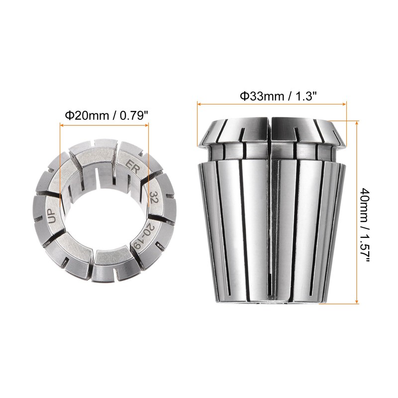 sourcing map 3 Pcs ER32 20mm Spring Collet Chuck High