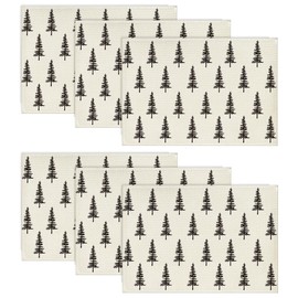Artoid Mode Beige Trees Christmas Placemats Set of 6, 30 x 45cm Seasonal Winter Xmas Holiday Vintage Washable Table Mats