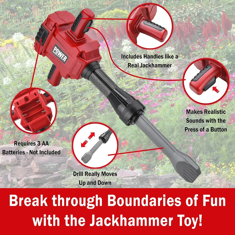 TeganPlay Kids Jackhammer Toy Drill | Toddler Construction Tools and