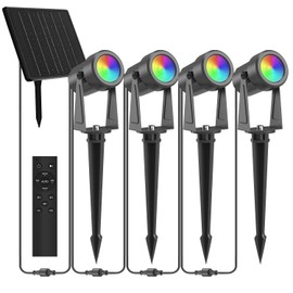 ZYAN Solar Color Landscape Lights, Solar Color Changing Spot Lights with Remote Control, Auto On/Off, Dimmable & IP65 Waterproof (4 Pack)