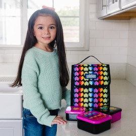 Wildkin Nesting Food Containers for Boys & Girls, Perfect for Daycare & Preschool, Set of 3 Stackable Space-Saving Food Storage, Airtight & Dishwasher Safe Food Container (Rainbow Hearts)