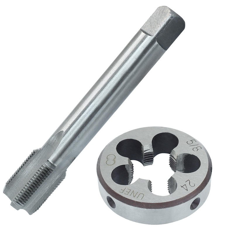 HARSKIYER 5/8"-24 UNEF Tap and Die Set, HSS Machine Thread