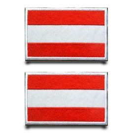 Pack of 2 Austria Flag Patch Velcro Tactical Military Austria Patch with Velcro Fastening Airsoft Patch for Jacket Velcro Straps Pockets Badge Backpacks Tactical Clothing