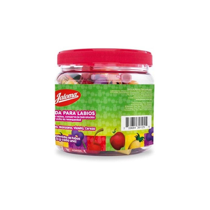 Jaloma Pomada Labial Varios Sabores Vitrolero, 60 Piezas, Pack of