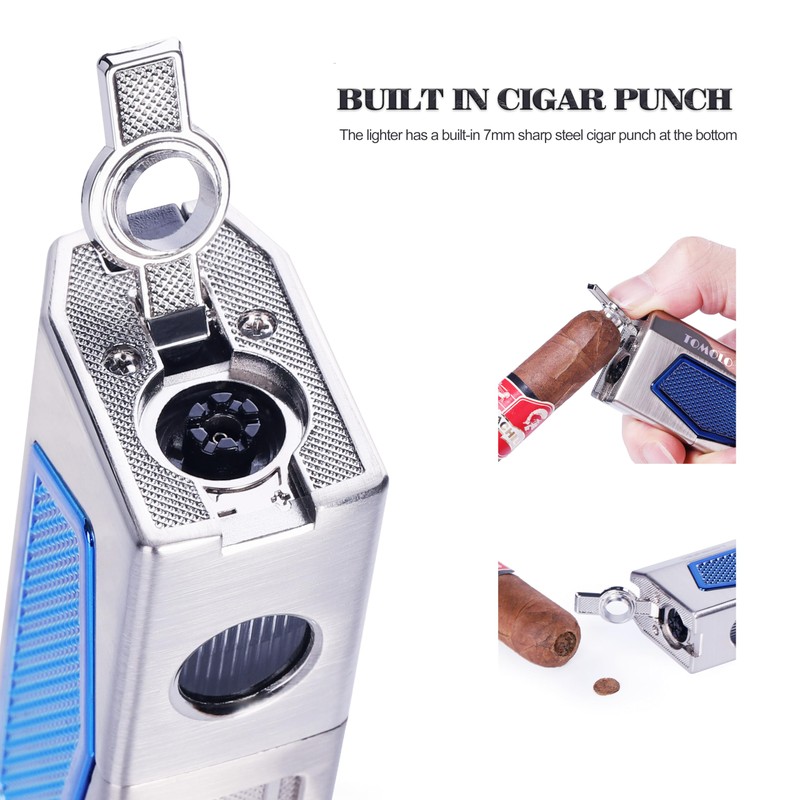 TOMOLO Cigar Lighter Torch Lighter with Punch Built in, Cigar