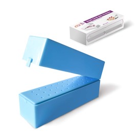 PANA Nail Drill Bit Holder Stand Display Organizer- Dust Proof Storage Container Box Case Tools for Home Use or Nail Salon - (30 Holes, Blue)