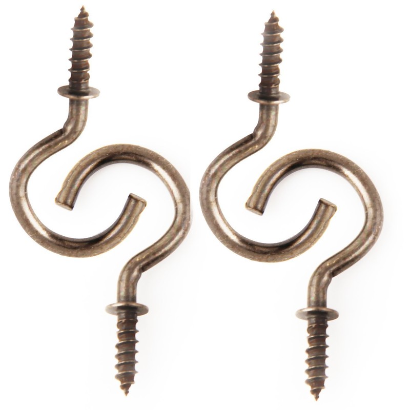7/8 Inches Antique Brass Plated Ceiling Screw Hooks Bronze for