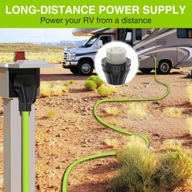 Nilight 25FT 50 Amp RV Locking Extension Cord 250V Heavy Duty 6/3+8/1 Gauge Pure Copper STW Wire UL ETL Listed 4 Prong 14-50P SS2-50R Weatherproof Suit for Camper Caravan Trailer Bright Green
