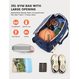 SKYSPER 35L Sports Bag with Shoe Compartment & Wet Compartment Small Travel Bag Men and Women Weekender Training Bag Gym Bag, blue