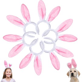 DIYDEC 12pcs Bunny Ears Headband, Pink Cute Rabbit Hairbands Bendable Comfortable Easter Bunny Ears for Woman Kids for Easter Party Favor