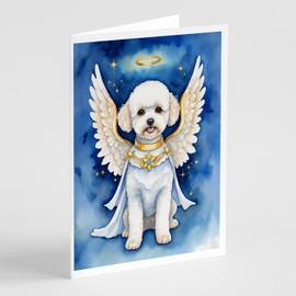 Caroline's Treasures Bichon Frise My Angel Greeting Cards Pack of 8 Blank Cards with Envelopes Whimsical A7 Size 5x7 Blank Note Cards