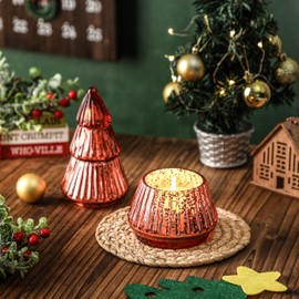 Christmas Tree Shape Scented Candle, Natural Soy Wax Candle for Christmas, Gift for Family, Friends, Colleagues (Orange)