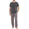 TeJoyce Mens Pyjamas Set Cotton Short Sleeve and Plaid Long