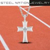 Men's Stainless Steel Flared Cross Pendant with Brushed Finish on