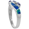 Sterling Silver Blue Synthetic Opal Marquise Bypass Ring for Women