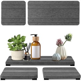 3PCS Water Absorbing Stone Tray, DryingNeat Diatomite Stone Sink Tray, Instant Dry Sink Coasters, Kitchen Sponge Hand Soap Holder, Countertop Fast Drying Counter Tray,8 * 4inch and 4 * 4inch