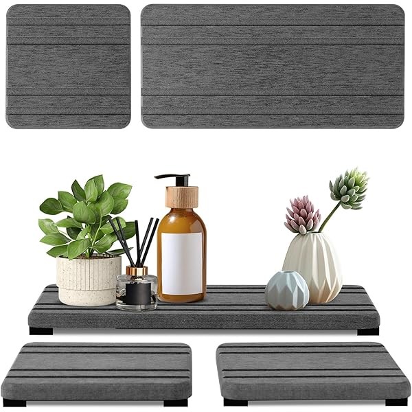 3PCS Water Absorbing Stone Tray, DryingNeat Diatomite Stone Sink Tray,