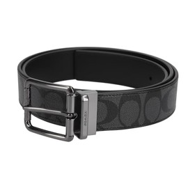 Coach Signature Belt, 1.5 inches (38 mm), Laura Cut-To-Size Signature Belt CQ066 QBMI5 QB/Charcoal/Black, black