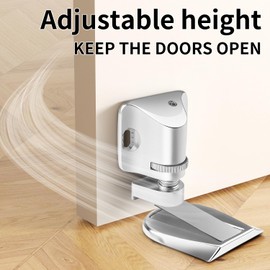 Magnetic Door Stopper, Adjustable Height Floor Door Stopper, Mechanical Door Stopper Suitable for 5-30 mm Door Gaps, with Screws and Adhesive (Sliver)