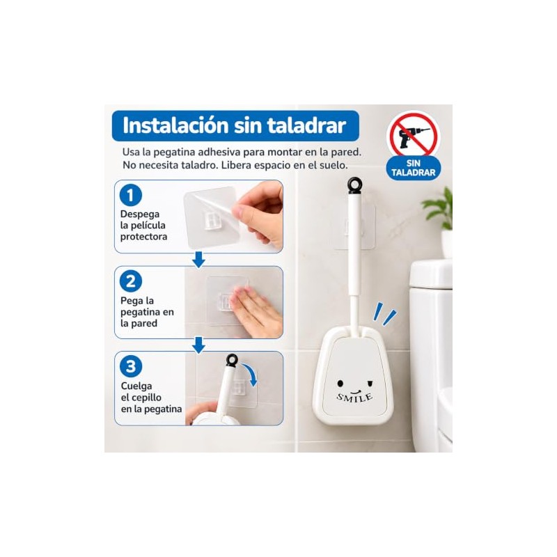 Juego 2 Cepillo para Baño Plegables, Colgante con Base
