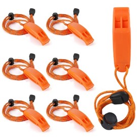 CeroDimo 6 Pcs Emergency Survival Whistle with Adjustable Reflective Lanyard, Safety Marine Whistle for Boating, Fishing, Kayak, Hiking, Camping, Emergency Whistle Loud Signal