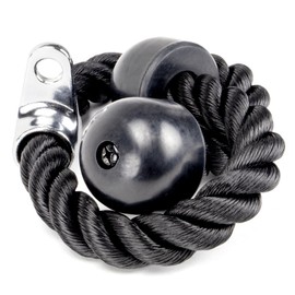 Dual Grip Triceps Rope - Universal Cable Machine Attachment - Easy Grip & Non-Slip Nylon Double Sided Rope and Rubber Bumpers for Weightlifting, Fitness, Crossfit, Curl Ups, & Home or Gym Work Outs